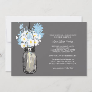 Invitation Fête des mariées Mason Jar et Fleurs sauvages