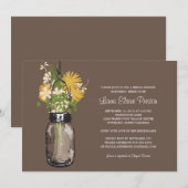 Invitation Fête des mariées Mason Jar et Fleurs sauvages (Devant / Derrière)