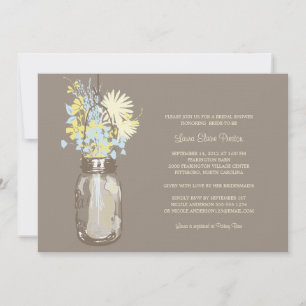 Invitation Fête des mariées Mason Jar et Fleurs sauvages