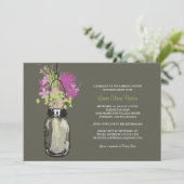 Invitation Fête des mariées Mason Jar et Fleurs sauvages (Debout devant)