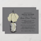 Invitation Fête des mariées Mason Jar Hydrangeas (Devant / Derrière)