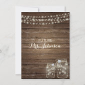 Invitation Fête des mariées Mason Jar RUSTIC Wood Country (Dos)
