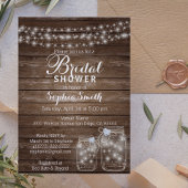 Invitation Fête des mariées Mason Jar RUSTIC Wood Country