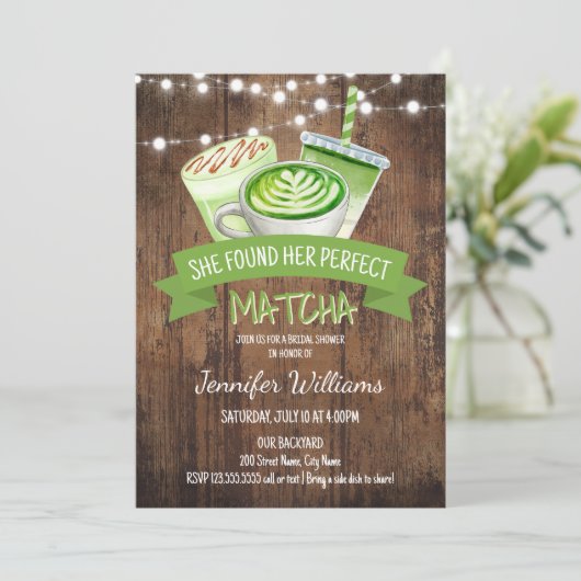 Invitation Fête des mariées Matcha (Debout devant)