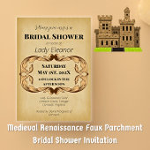 Invitation Fête des mariées médiévale Renaissance Faux Parchm