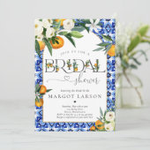 Invitation Fête des mariées méditerranéenne Citrus Orange (Debout devant)