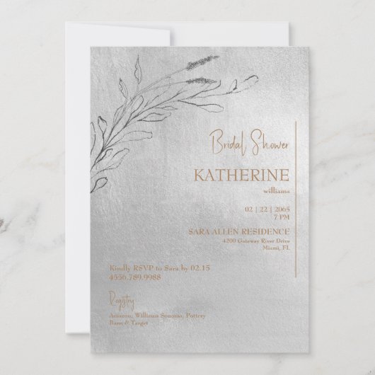 Invitation Fête des mariées métal argent et or (Devant)