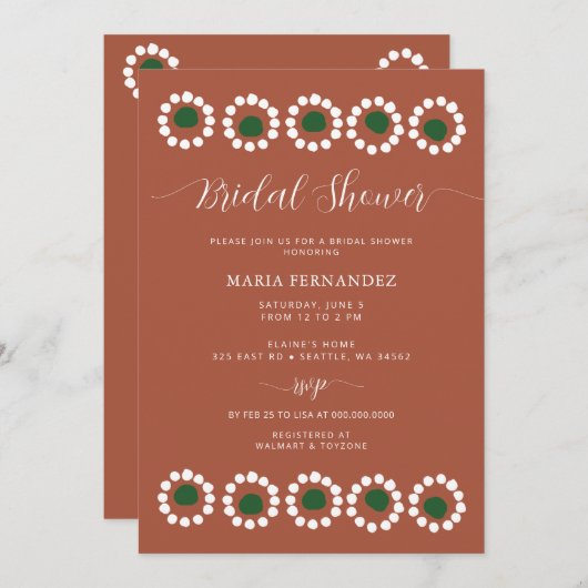 Invitation Fête des mariées mexicaine Boho Barro (Devant / Derrière)