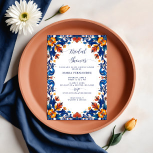 Invitation Fête des mariées mexicaine Fiesta Blue Talavera