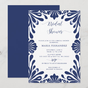 Invitation Fête des mariées mexicaine Fiesta Blue Talavera