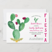 Invitation Fête des mariées mexicaine Fiesta Cactus rose (Devant)