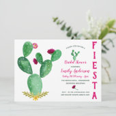 Invitation Fête des mariées mexicaine Fiesta Cactus rose (Debout devant)