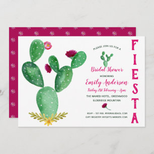 Invitation Fête des mariées mexicaine Fiesta Cactus rose
