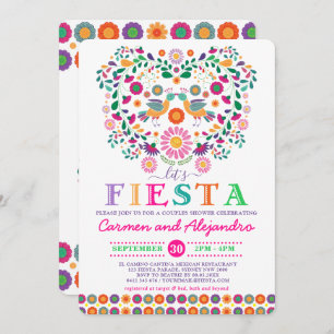Invitation Fête des mariées mexicaine Fiesta Floral Couples