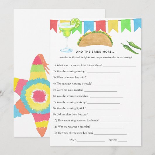 Invitation Fête des mariées mexicaine Fiesta Taco (Devant / Derrière)