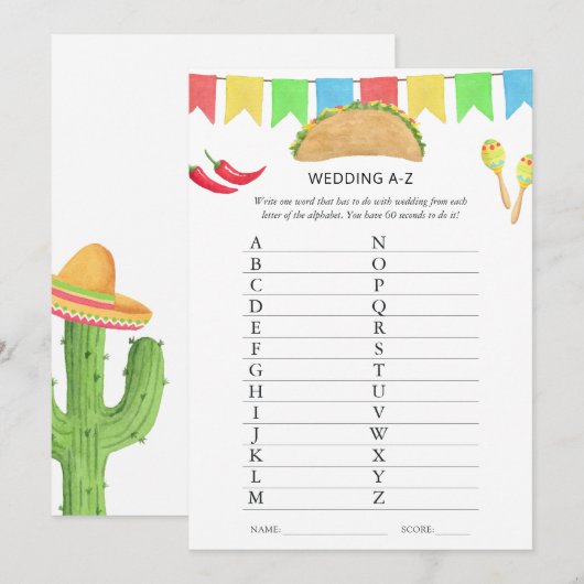 Invitation Fête des mariées mexicaine Fiesta Taco (Devant / Derrière)