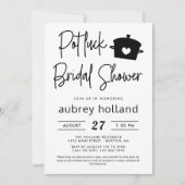 Invitation Fête des mariées mignonne Black White Potluck (Devant)