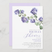 Invitation Fête des mariées mineure d'élégance florale violet (Devant / Derrière)