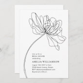 Invitation Fête des mariées minimale de dessin de fleurs blan (Devant / Derrière)