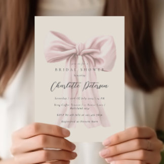 Invitation Fête des mariées minimale de la corne rose
