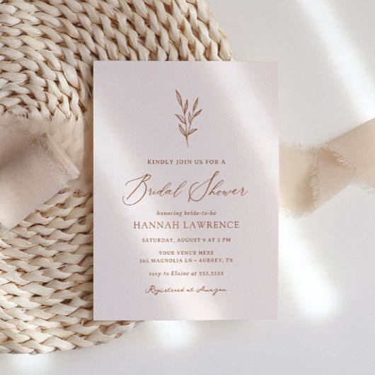 Invitation Fête des mariées minimale de saumon rouge