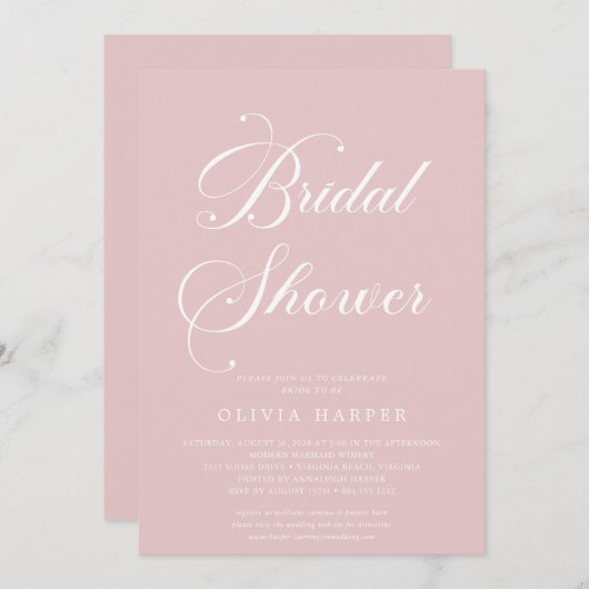 Invitation Fête des mariées minimale de script de vidage clas (Devant / Derrière)