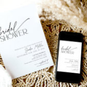 Invitation Fête des mariées minimale en noir et blanc