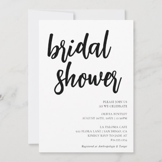 Invitation Fête des mariées minimaliste (Devant)