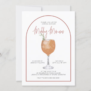 Invitation Fête des mariées minimaliste Arch Mimosas