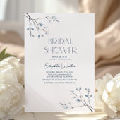 Invitation Fête des mariées minimaliste Botanique Bleue d'hiv