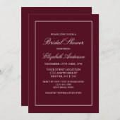 Invitation Fête des mariées minimaliste classique de Bourgogn (Devant / Derrière)