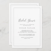 Invitation Fête des mariées minimaliste de calligraphie d'arg (Devant / Derrière)