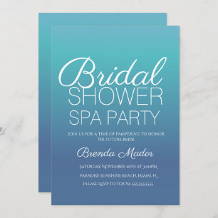 Invitation Fête des mariées minimaliste de Spa Ombre bleu sim