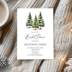 Invitation Fête des mariées minimaliste des pins neigeux d'hi
