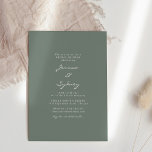 Invitation Fête des mariées minimaliste moderne en bois foncé<br><div class="desc">Minimaliste moderne Sage foncé vert Script nuptiale douche Invitation</div>
