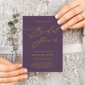 Invitation Fête des mariées minimaliste moderne Mauve Purple