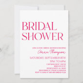 Invitation Fête des mariées minimaliste moderne rose chaud (Devant)