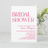 Invitation Fête des mariées minimaliste moderne rose chaud (Debout devant)