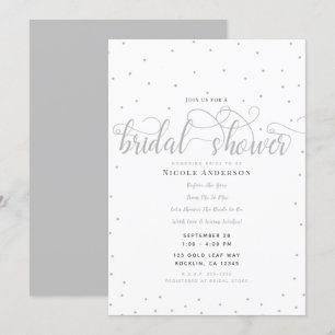 Invitation Fête des mariées minimaliste moderne Silver & Whit