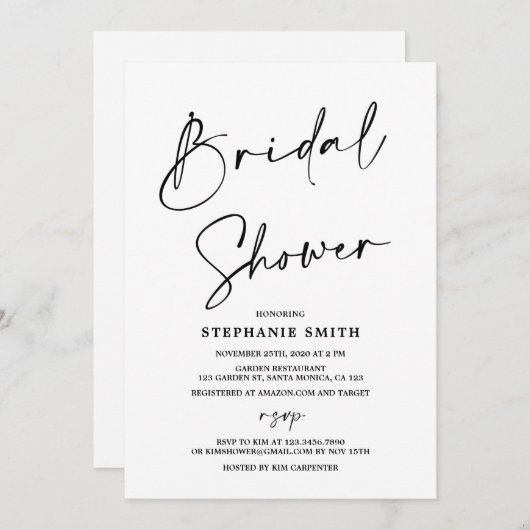 Invitation Fête des mariées minimaliste simple (Devant / Derrière)