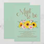 Invitation Fête des mariées Mint to Be Sunflower Rose Roses (Devant / Derrière)