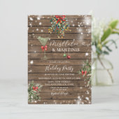Invitation Fête des mariées Mistletoe & Martini de Noël en bo (Debout devant)