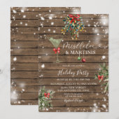 Invitation Fête des mariées Mistletoe & Martini de Noël en bo (Devant / Derrière)