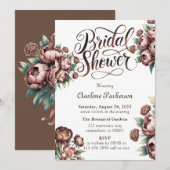 Invitation Fête des mariées Mocha Brown Peony (Devant / Derrière)