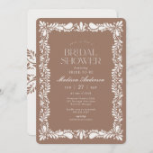 Invitation Fête des mariées Mocha Brown Talavera Tile Fiesta (Devant / Derrière)