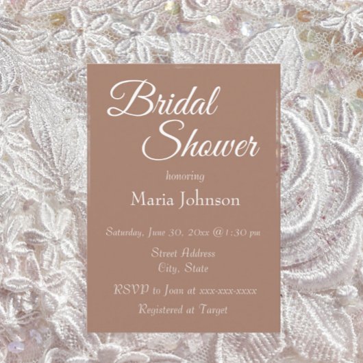 Invitation Fête des mariées Mocha Style Simple