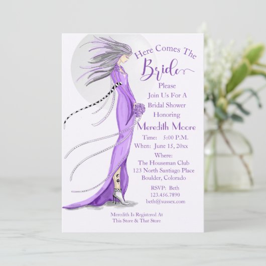 Invitation Fête des mariées "Mod Bride" (Debout devant)