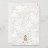Invitation Fête des mariées moderne ananas, blanc & or (Dos)