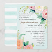 Invitation Fête des mariées Moderne Aquarelle Florale Roses (Devant / Derrière)