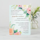 Invitation Fête des mariées Moderne Aquarelle Florale Roses (Debout devant)